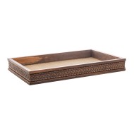 Bandeja 29,7cm Por 16,7cm Por 4,5cm De Madeira Com Sisal Trancado Natural